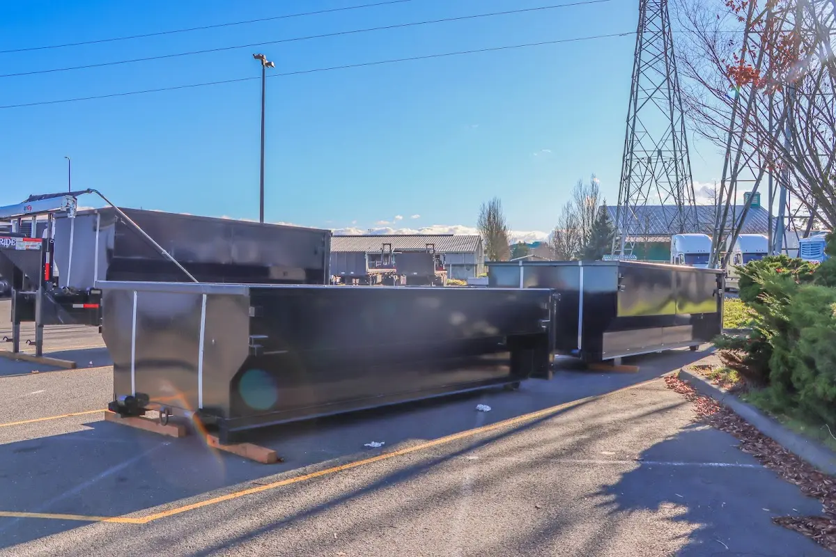Roll-off dumpster ready for waste disposal at job site for Construction Dumpster Rental in Hammond